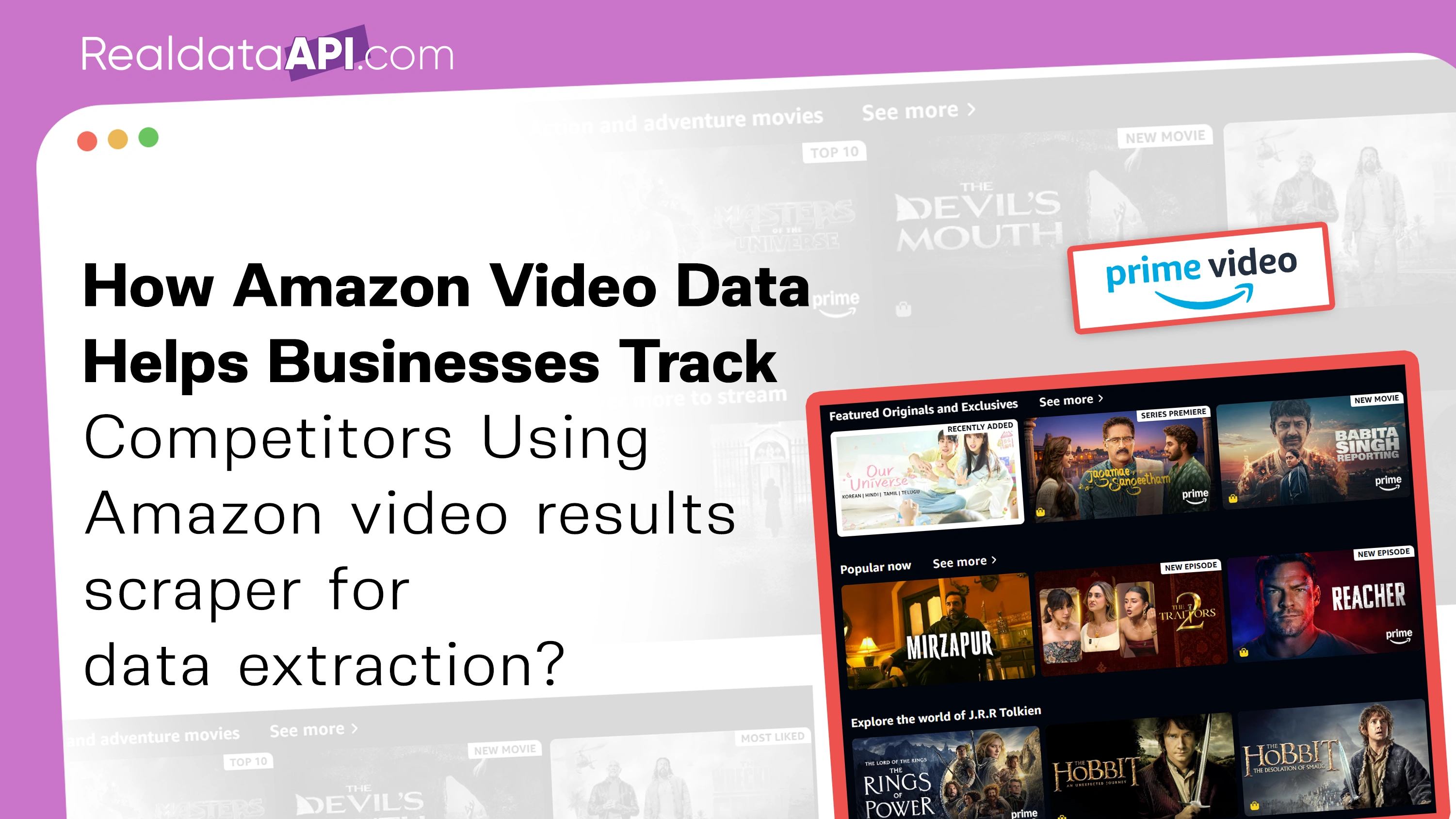 Extract structured Amazon video data efficiently to analyze titles, creators, views, categories, engagement, and trends for smarter business decisions.