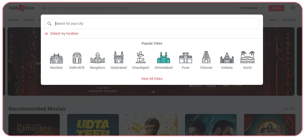 How city-wise BookMyShow data collection works