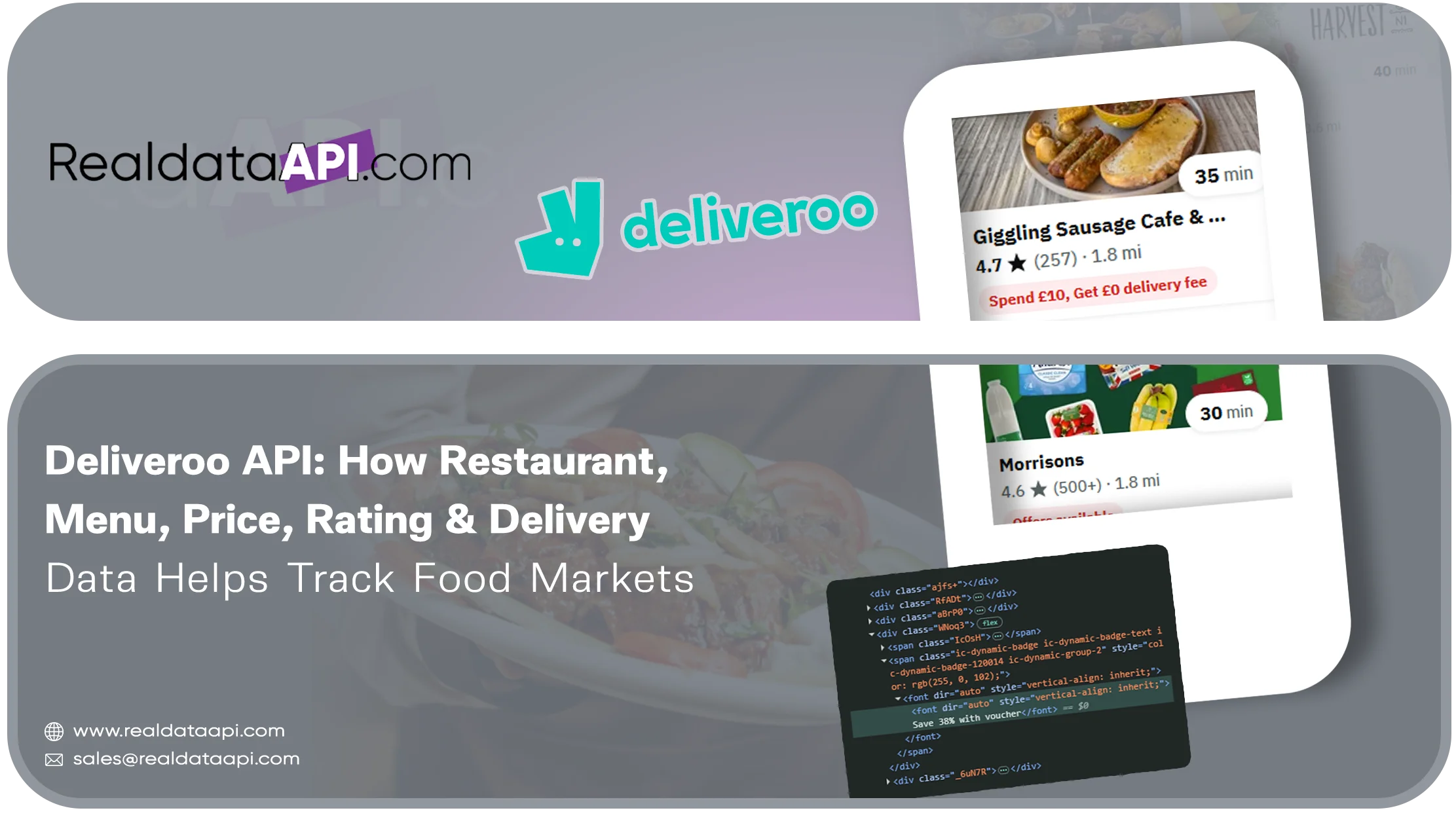 Deliveroo API for restaurant, menu, price, rating & delivery data