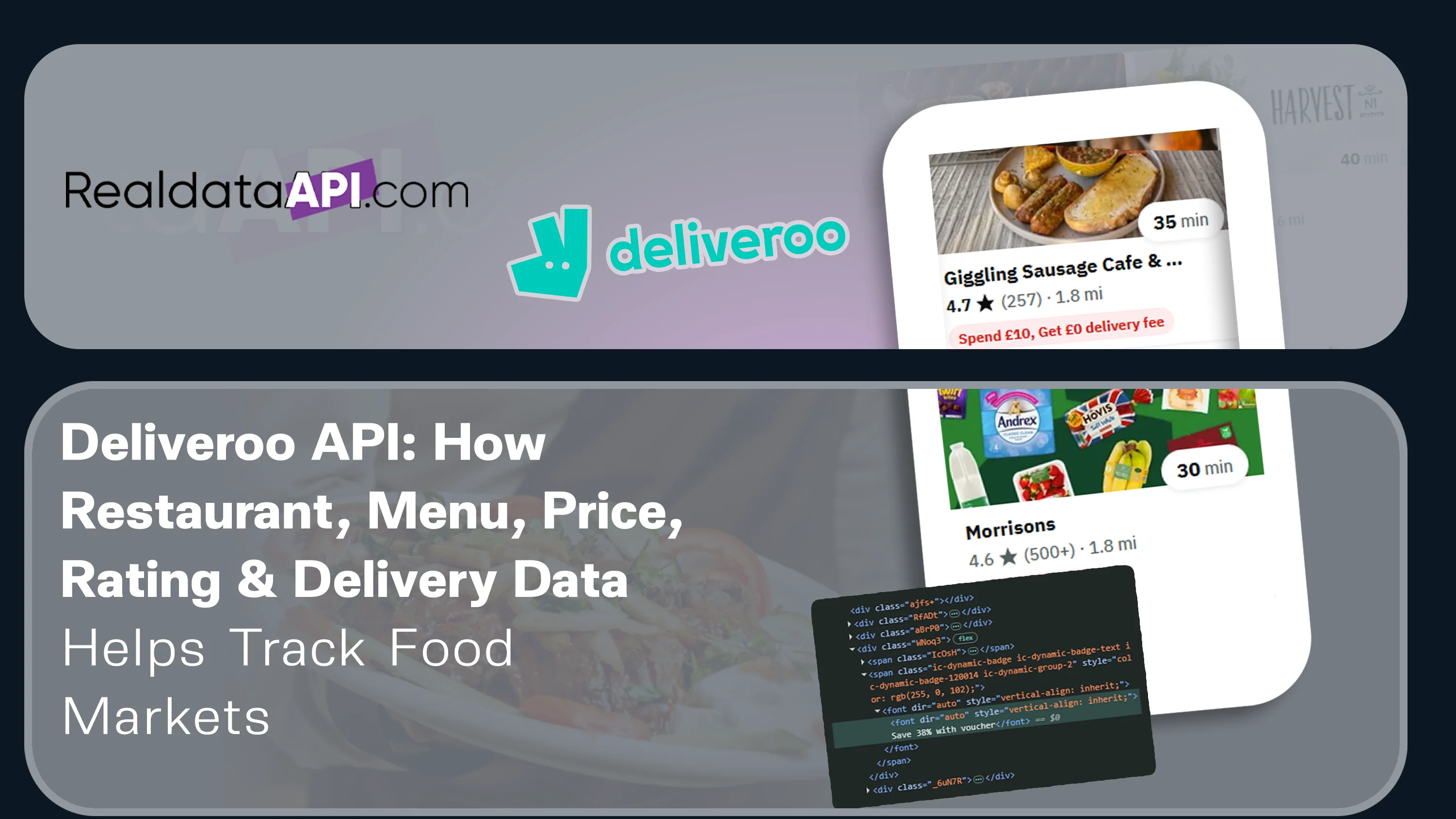 Deliveroo API for restaurant, menu, price, rating & delivery data