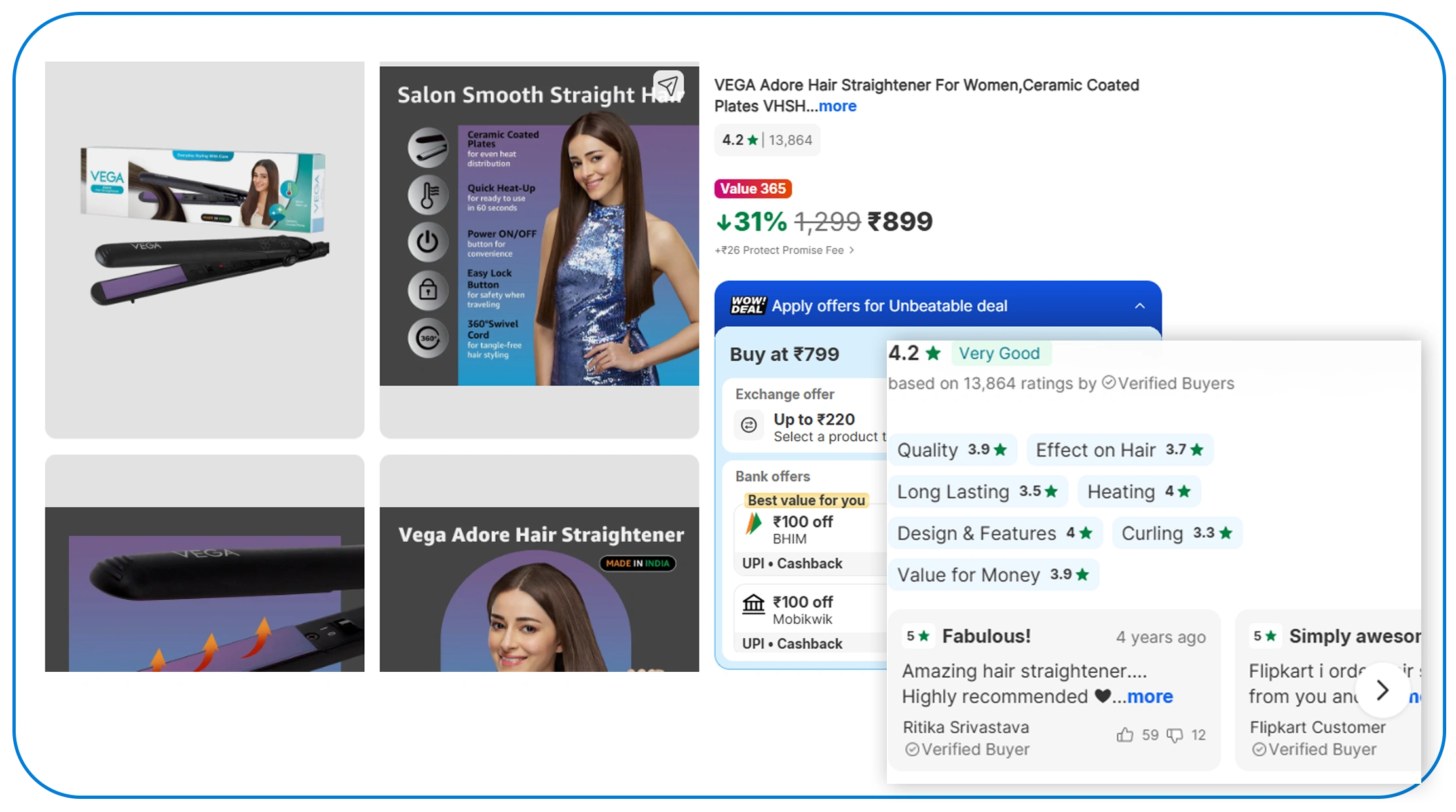 extract Flipkart product reviews and ratings