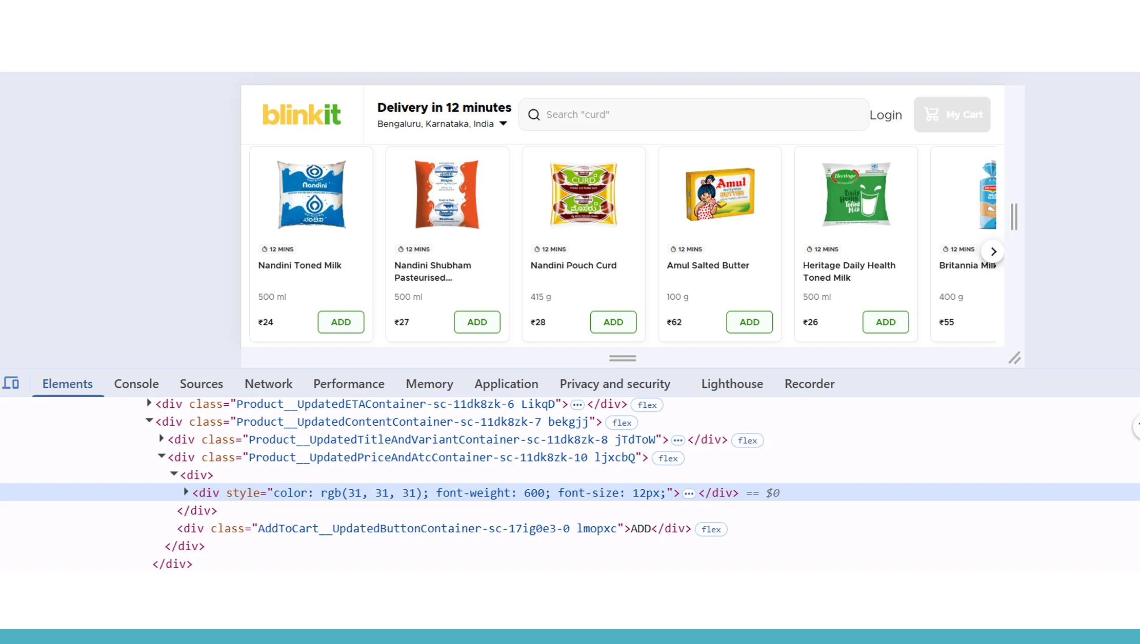Blinkit Grocery Pricing Data Bengaluru Blinkit Grocery Pricing Data Bengaluru
