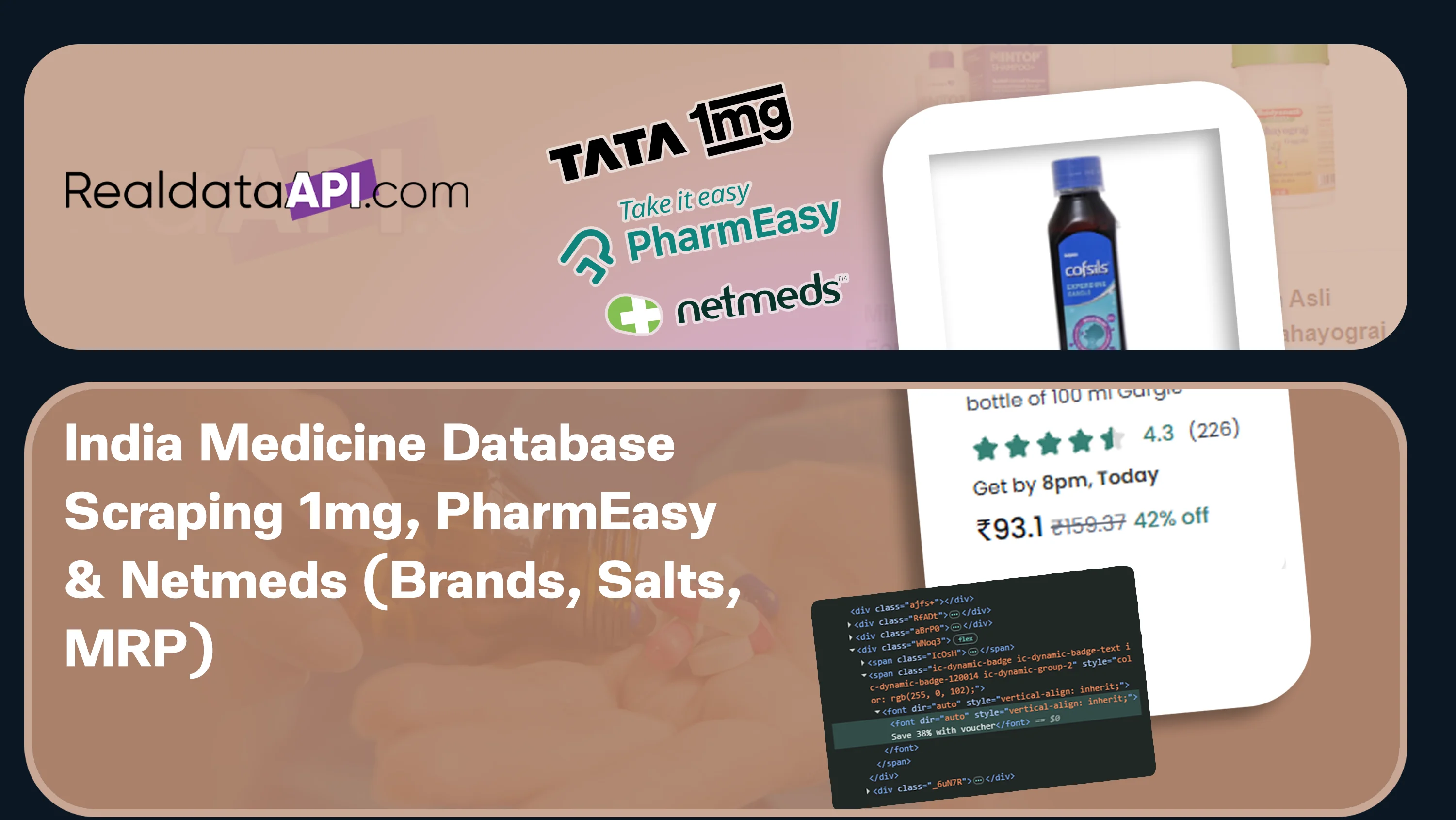 India Medicine Database Scraping: 1mg, PharmEasy & Netmeds (Brands, Salts, MRP)