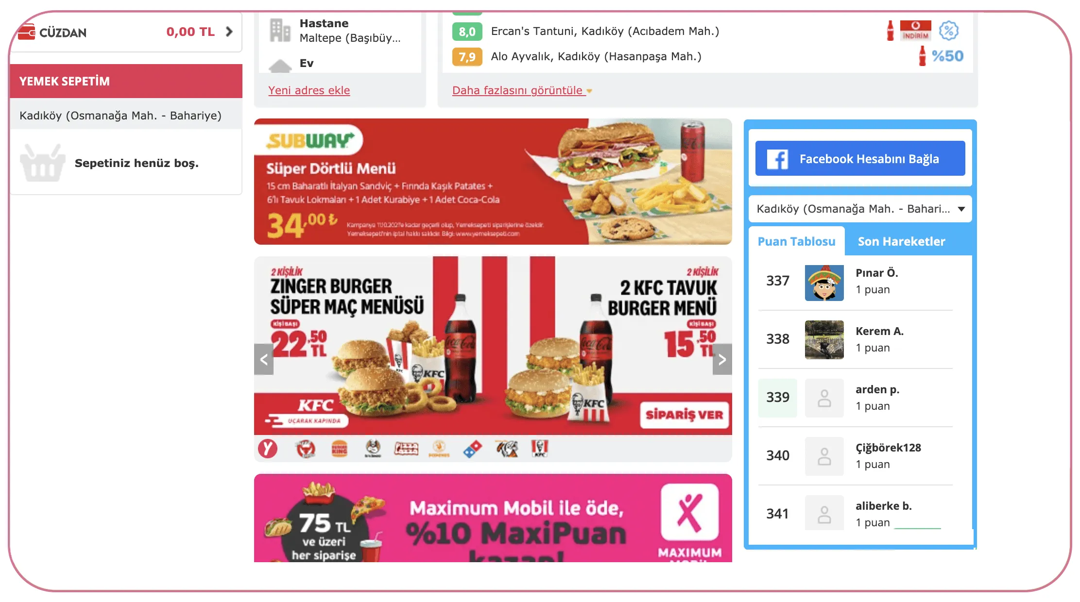 Extract restaurant and menu data from Yemeksepeti