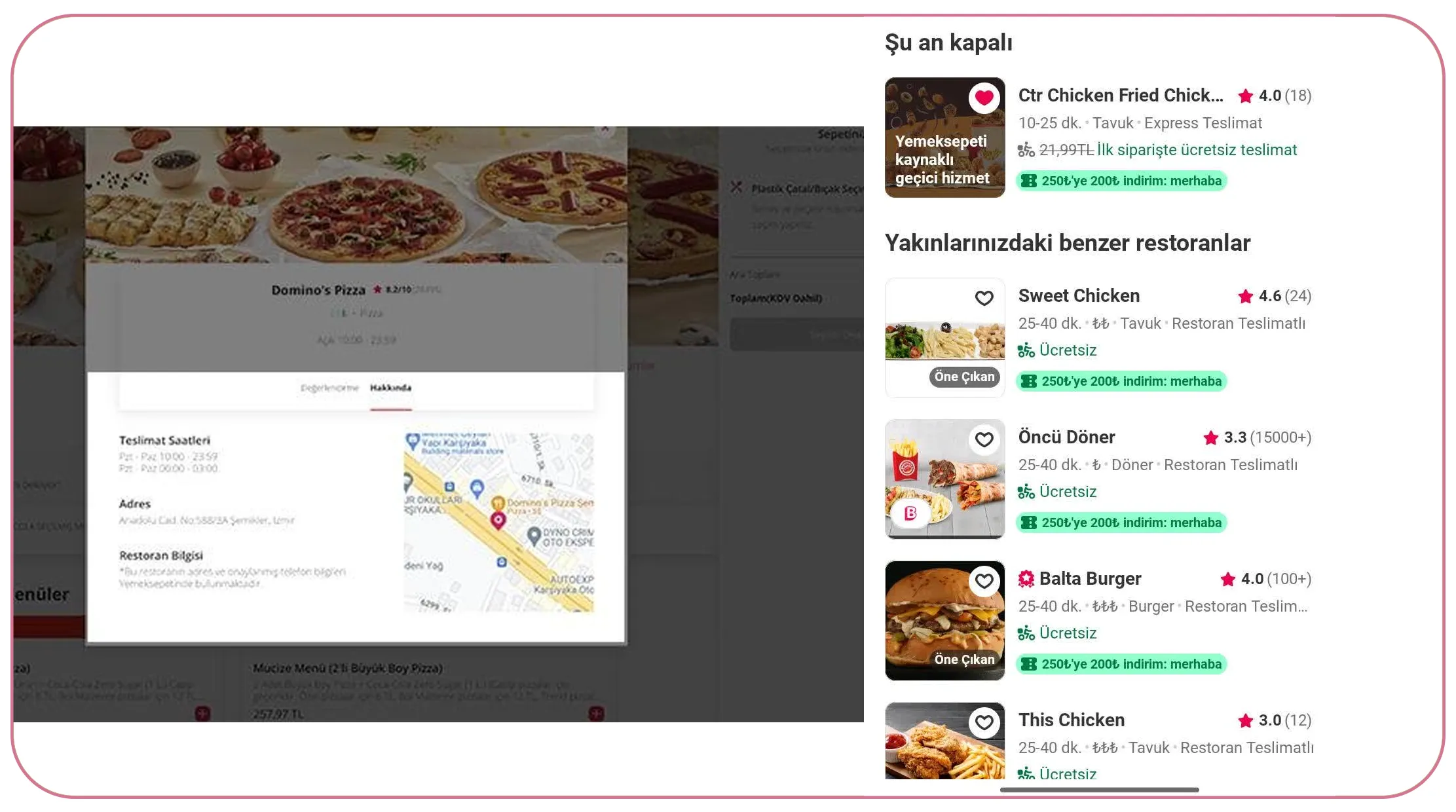 Food Delivery Dashboard for Yemeksepeti data