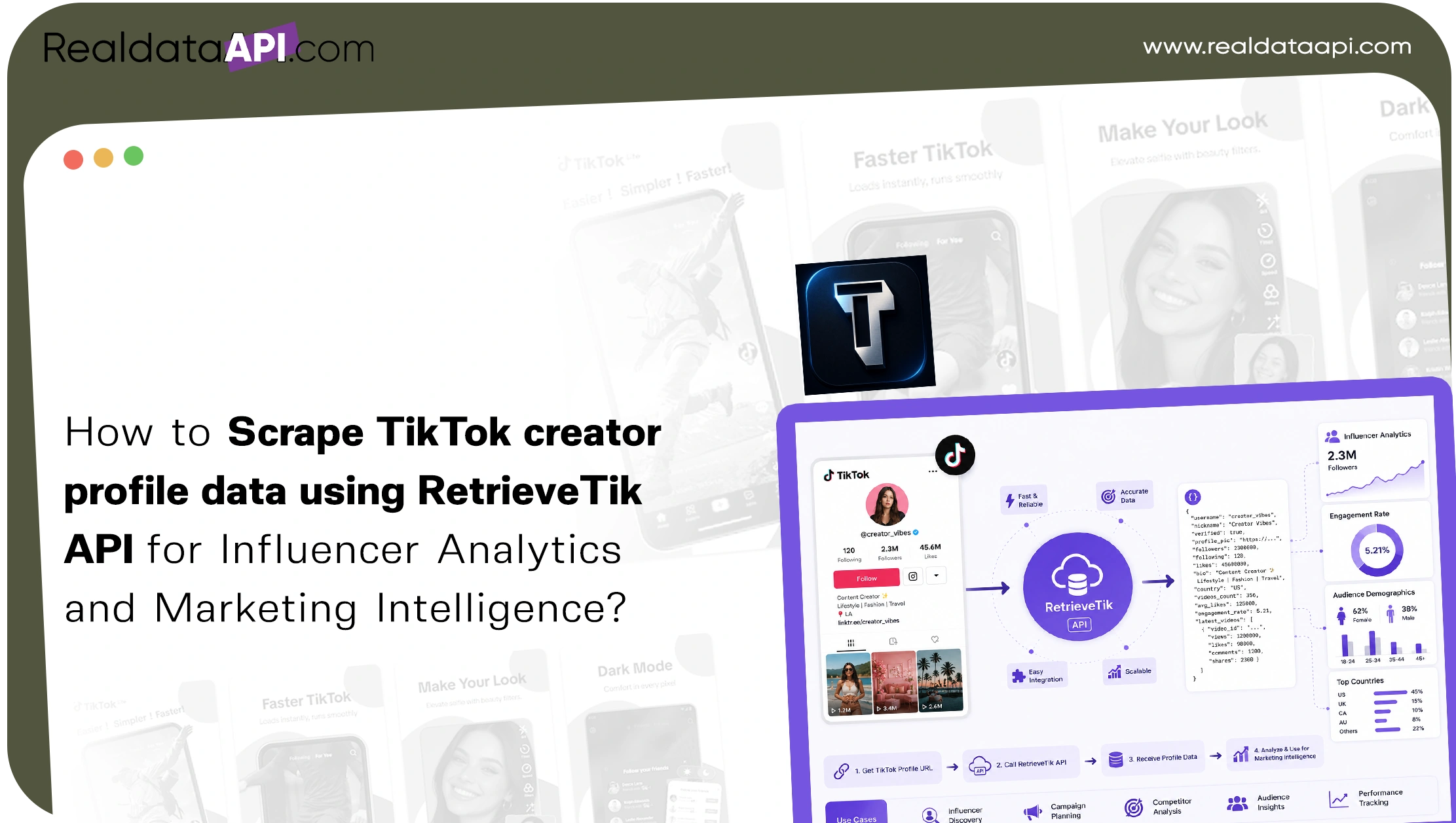 How to Scrape TikTok creator profile data using RetrieveTik API for Influencer Analytics and Marketing Intelligence?
