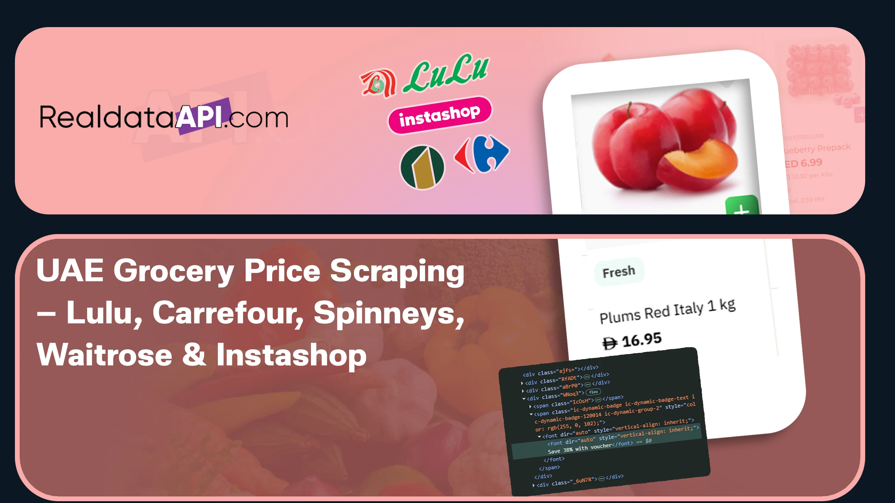 UAE Grocery Price Scraping – Lulu, Carrefour, Spinneys, Waitrose & Instashop
