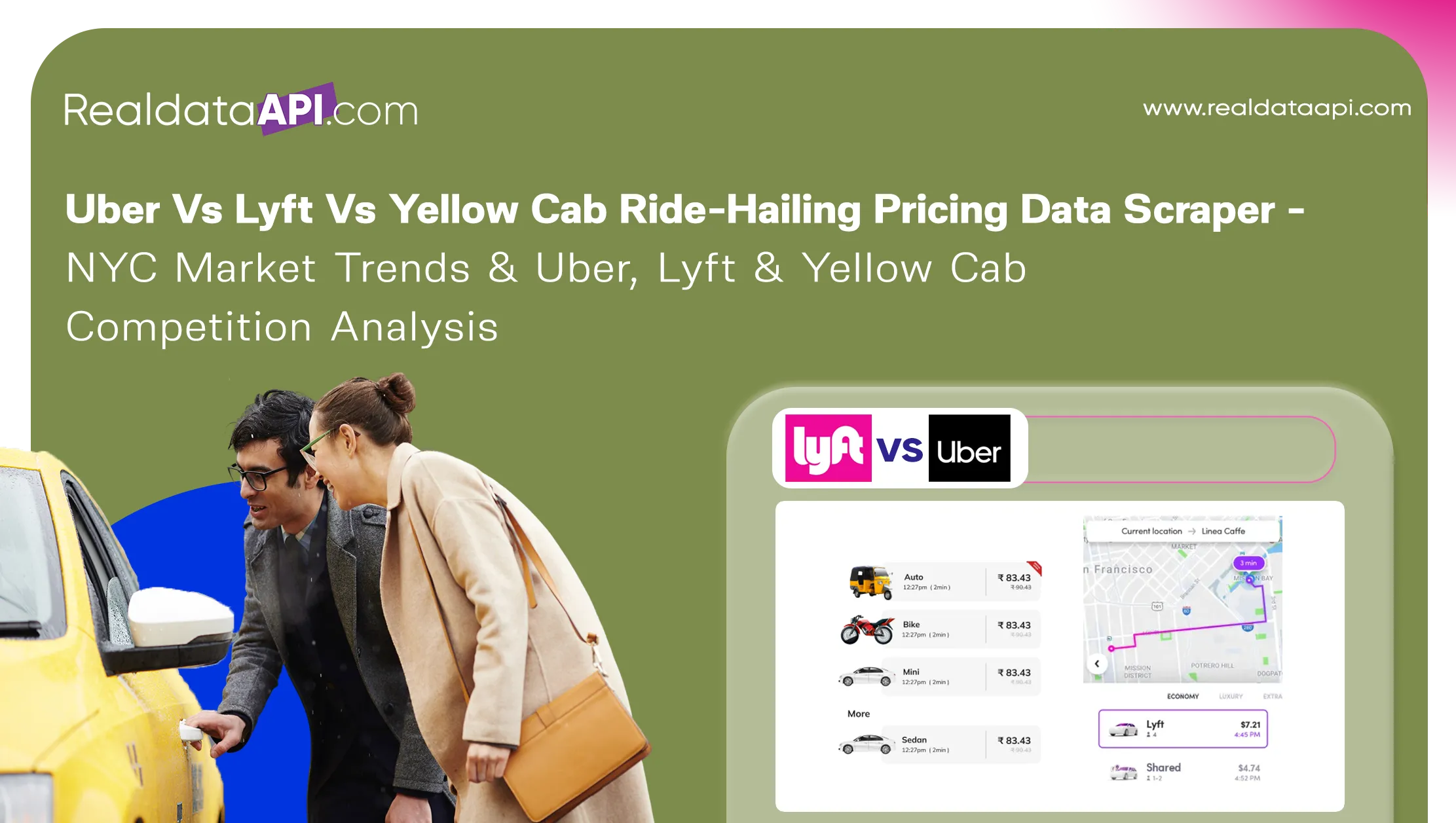 Uber vs Lyft vs Yellow Cab ride-hailing pricing data scraper for tracking fares, surge pricing, demand trends, and mobility analytics.