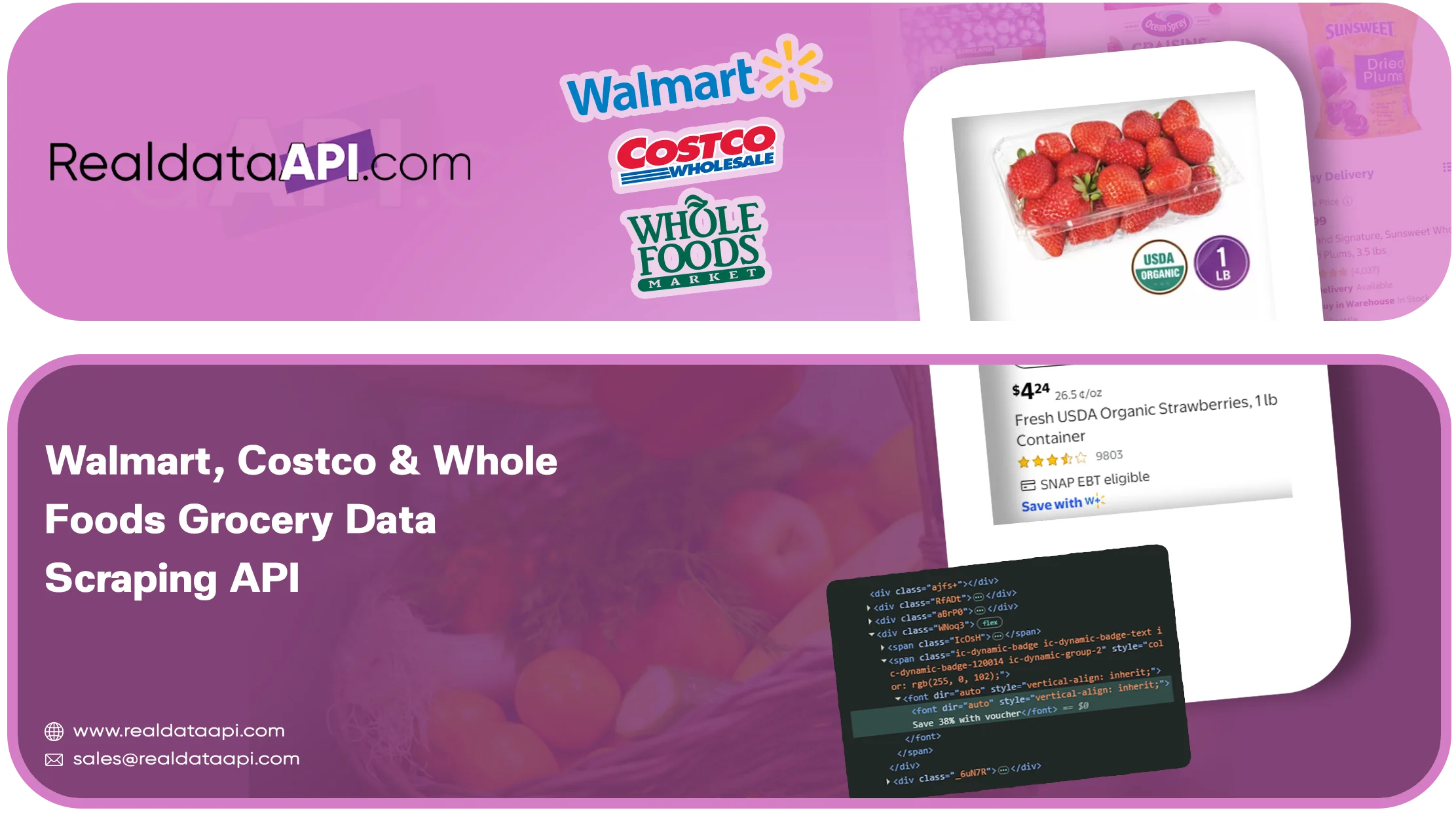 Walmart, Costco & Whole Foods Grocery Data Scraping: Pricing, Nutrition, Ingredients & Store Availability