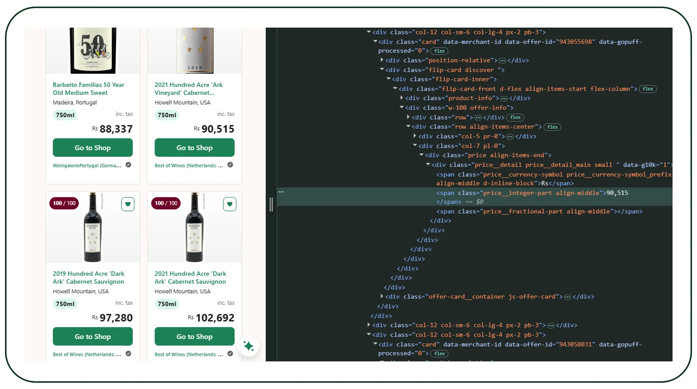 extract Wine-Searcher wine data using API