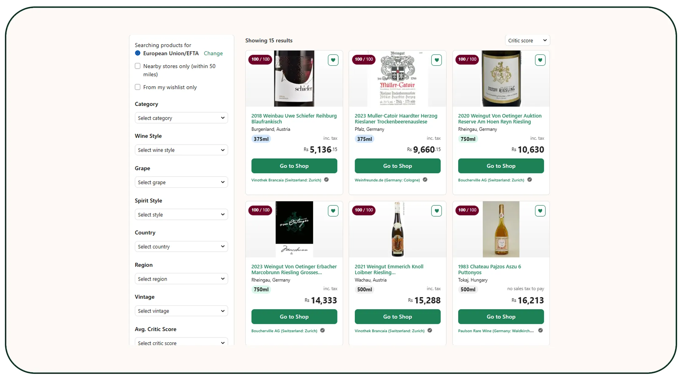 real-time Wine-Searcher data extraction