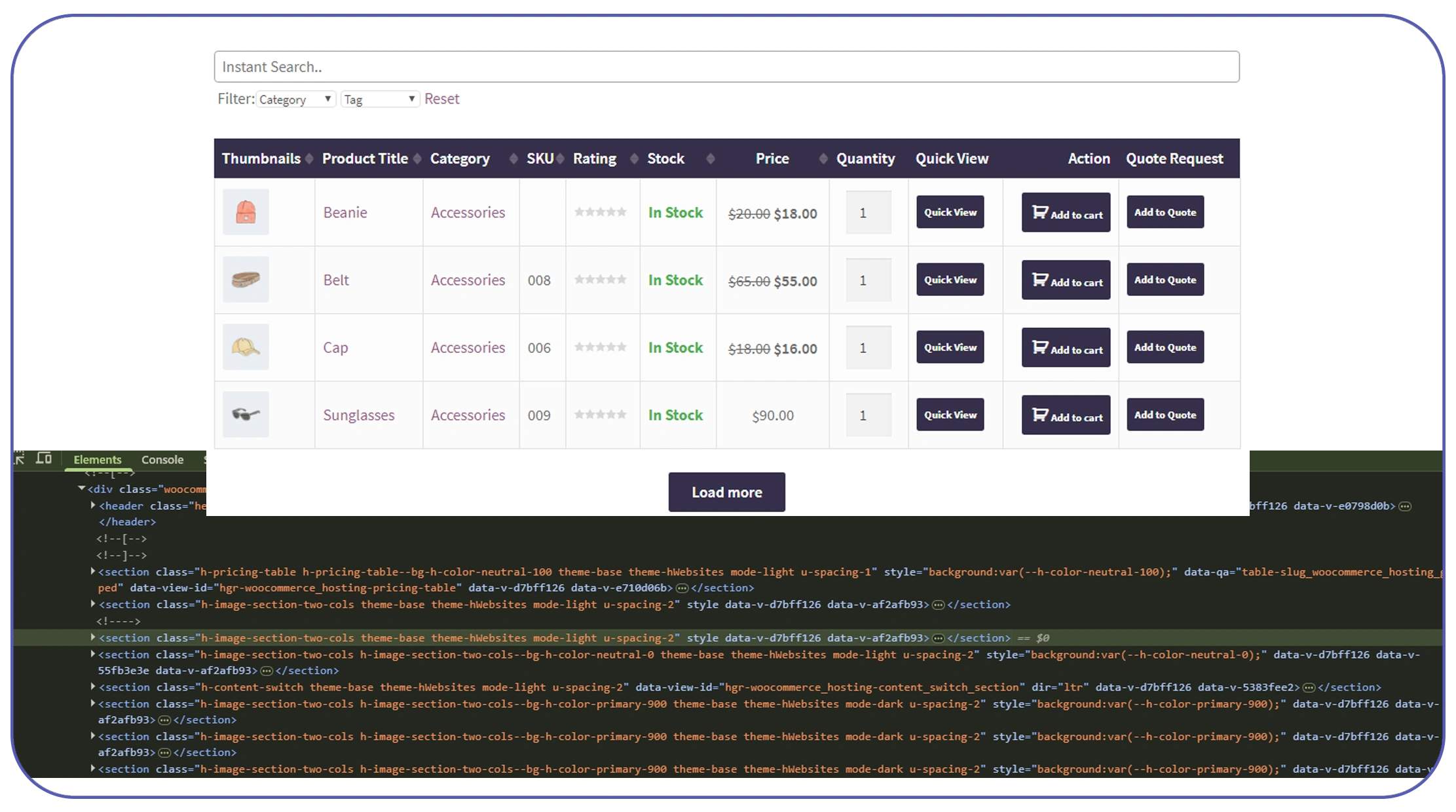 WooCommerce data extraction for product data