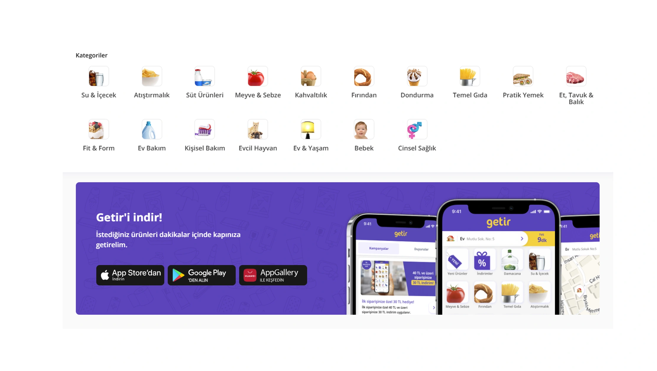 Extract Getir grocery promotions and discounts data